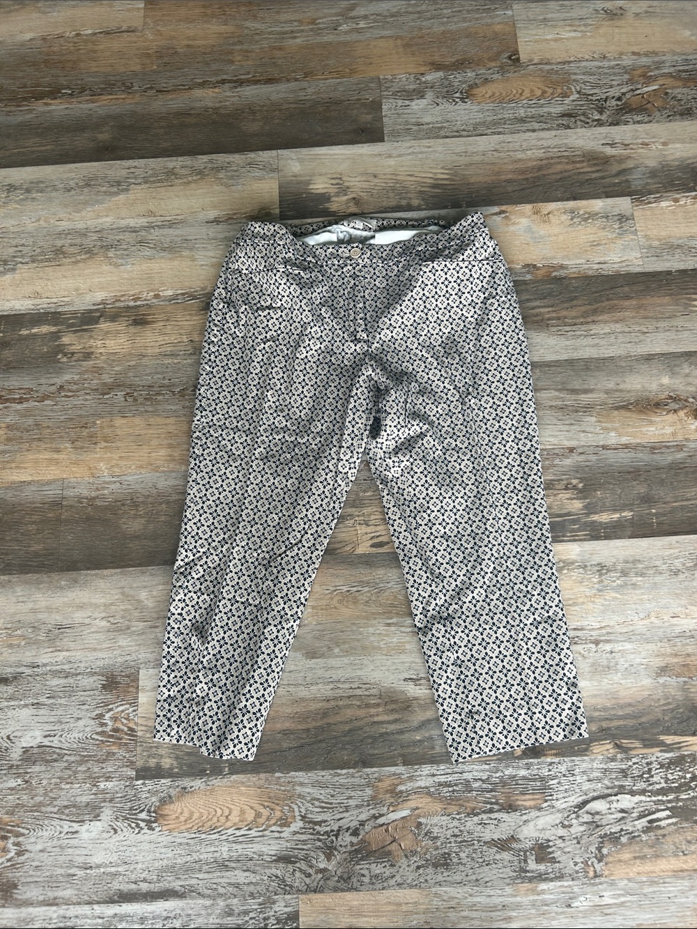Talbots Black and White Patterned Cropped Chinos